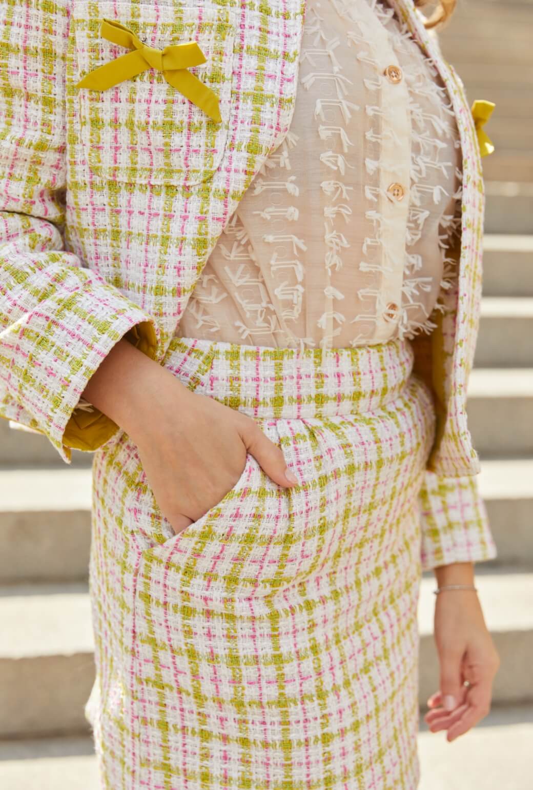 Buru x Old Soul Etiquette Bow Blazer - Spring Tweed - BURU