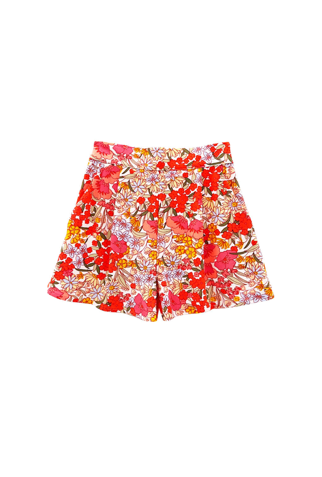Flat Front Everyday Shorts - 60's Floral - BURU